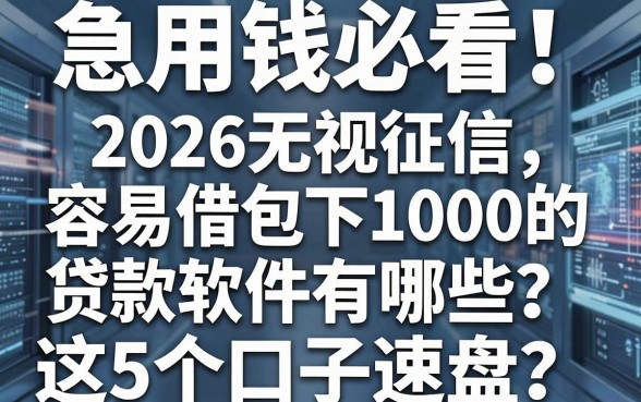 急用钱必看!2026无视征信、容易借包下1000的贷款软件有哪些?这5个口子速盘