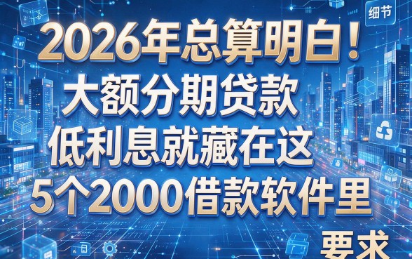 2026年总算明白!大额分期贷款低利息就藏在这5个2000借款软件里
