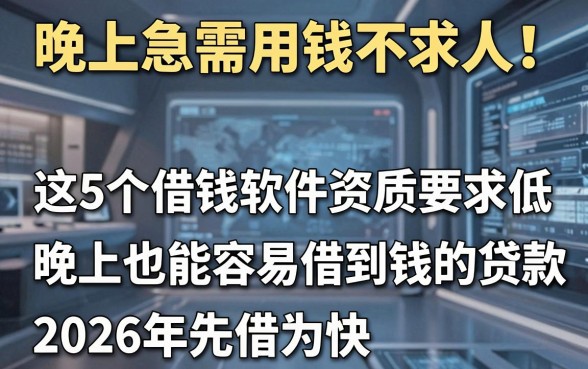 晚上急需用钱不求人！这5个借钱软件资质要求低，晚上也能容易借到钱的贷款，2026年先借为快