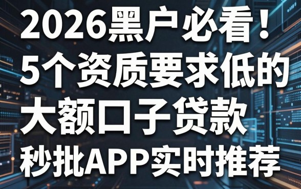 2026黑户必看！5个资质要求低的大额口子贷款秒批APP实时推荐