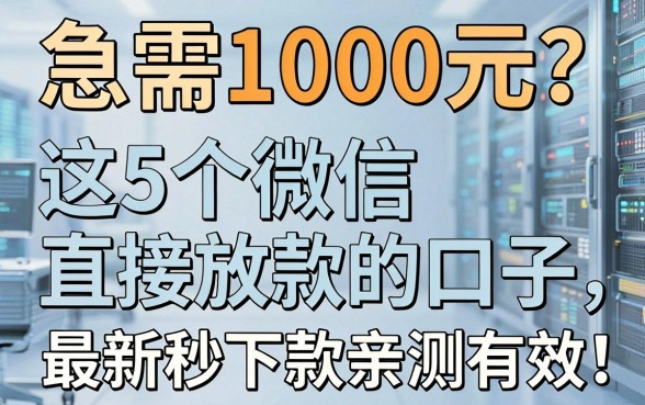 急需1000元?这5个微信直接放款的口子,最新秒下款亲测有效!