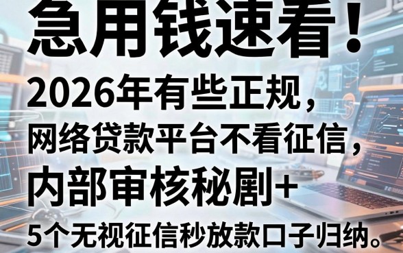 急用钱速看！2026年有些正规网络贷款平台不看征信，内部审核秘籍+5个无视征信秒放款口子归纳