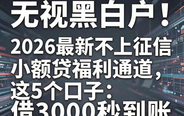无视黑白户!2026最新不上征信小额贷福利通道,这5个口子借3000秒到账