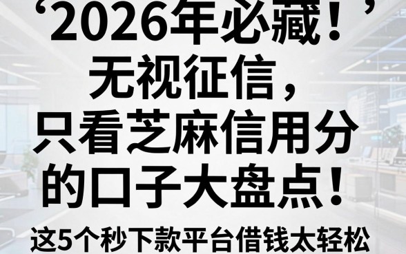 2026年必藏!无视征信、只看芝麻信用分的口子大盘点,这5个秒下款平台借钱太轻松