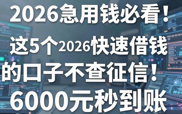 2026急用钱必看!这5个2026快速借钱的口子不查征信,6000元秒到账