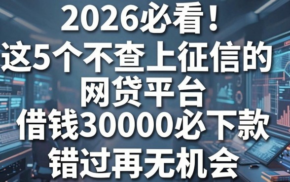 2026必看！这5个不查上征信的网贷平台借钱30000必下款，错过再无机会