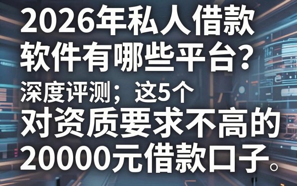 2026年私人借款软件有哪些平台?深度评测这5个对资质要求不高的20000元借款口子