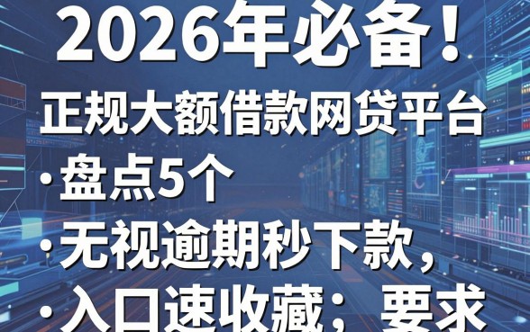 2026年必备!盘点5个正规大额借款网贷平台,无视逾期秒下款入口速收藏