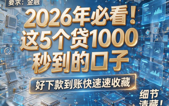 2026年必看！这5个贷1000秒到的口子，好下款到账快速速收藏！