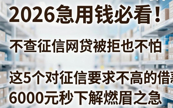 2026急用钱必看!不查征信网贷被拒也不怕,这5个对征信要求不高的借款APP,6000元秒下解燃眉之急