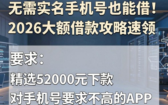 无需实名手机号也能借!2026大额借款攻略速领,精选5个2000元下款对手机号要求不高的APP