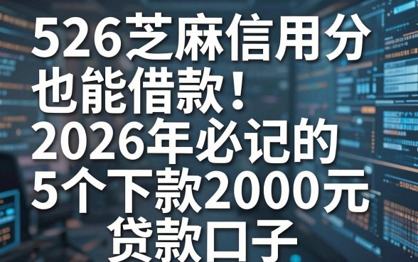 526芝麻信用分也能借款!2026年必记的5个下款2000元贷款口子