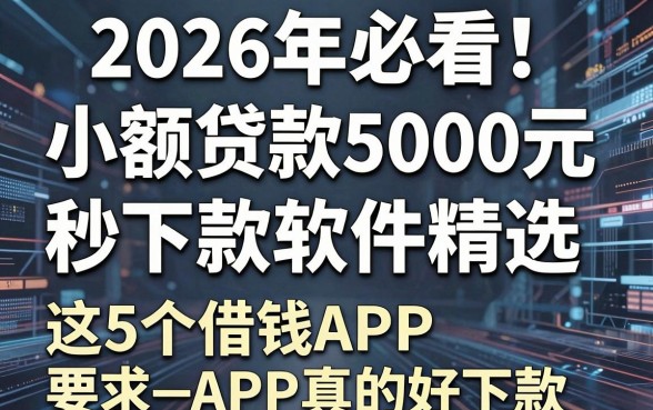 2026年必看!小额贷款5000元秒下款软件精选,这5个借钱APP真的好下款!