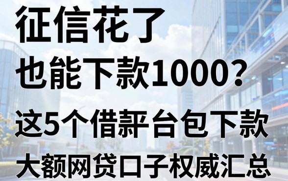 征信花了也能下款1000?这5个借款平台包下款,大额网贷口子权威汇总!