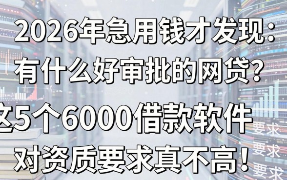 2026年急用钱才发现：有什么好审批的网贷？这5个6000借款软件对资质要求真不高！