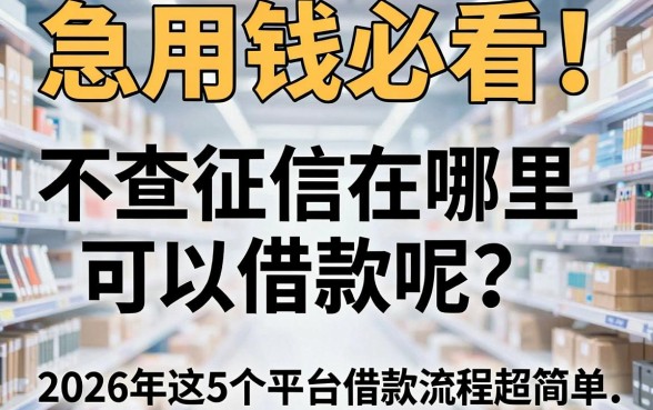 急用钱必看!不查征信在哪里可以借款呢?2026年这5个平台借款流程超简单