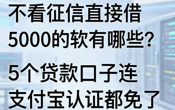 不看征信直接借5000的软件有哪些？这5个贷款口子连支付宝认证都免了