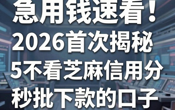 急用钱速看!2026首次揭秘:5个不看芝麻信用分、秒批下款的口子