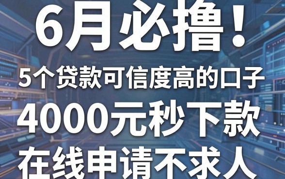 6月必撸!5个贷款可信度高的口子,4000元秒下款,在线申请不求人!