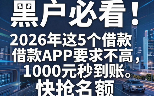 黑户必看!2026年这5个借款APP要求不高,1000元秒到账,快抢名额
