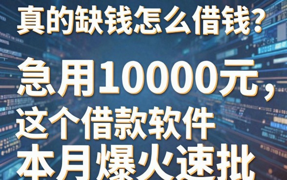真的缺钱怎么借钱?急用10000元,这5个借款软件本月爆火速批!