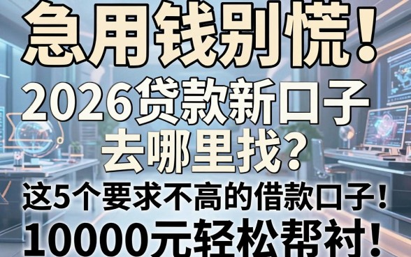 急用钱别慌!2026贷款新口子去哪里找?这5个要求不高的借款口子,10000元轻松帮衬!