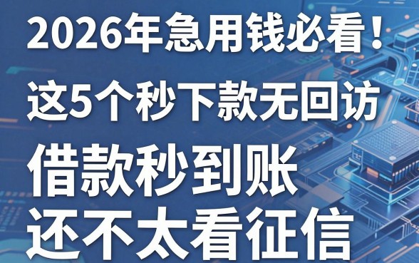 2026年急用钱必看!这5个秒下款无回访的网贷APP,借款秒到账还不太看征信