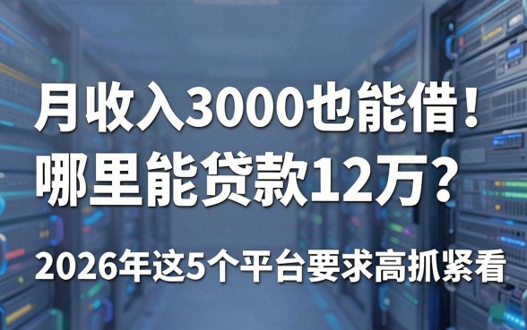 月收入3000也能借！哪里能贷款12万？2026年这5个平台要求不高抓紧看