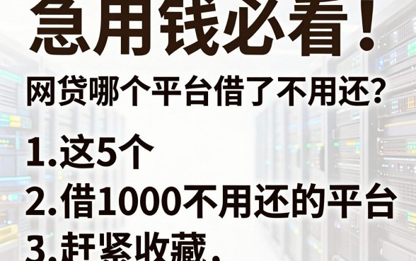 急用钱必看!网贷哪个平台借了不用还?这5个借1000不用还的平台赶紧收藏