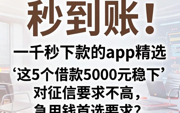 秒到账！一千秒下款的app精选，这5个借款5000元稳下、对征信要求不高，急用钱首选