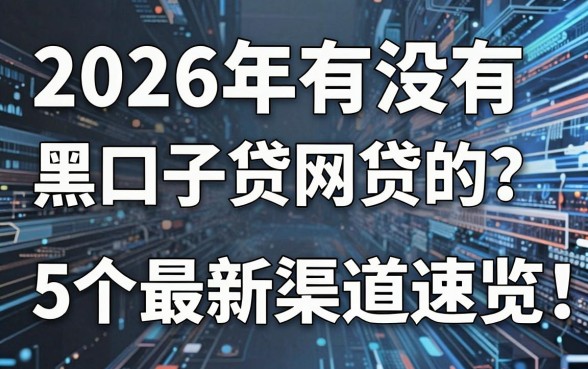 2026年有没有黑口子贷网贷的?这5个最新渠道速览!