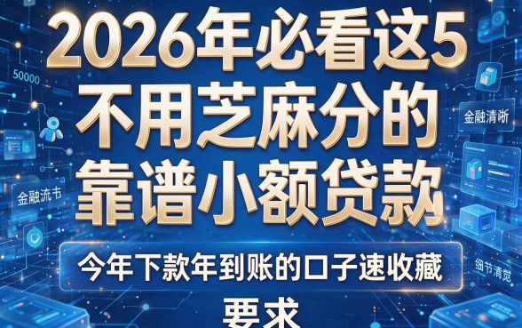 2026年必看这5个不用芝麻分的靠谱小额贷款，今年下款年到账的口子速收藏