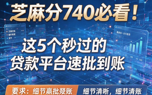 芝麻分740必看!这5个秒过的贷款平台速批到账