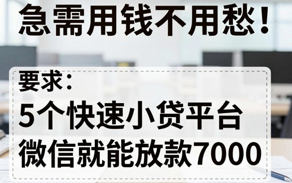 急需用钱不用愁!这5个快速小贷平台微信就能放款7000