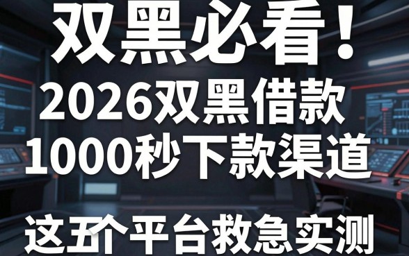 双黑必看！2026双黑借款1000秒下款渠道，这五个平台救急实测