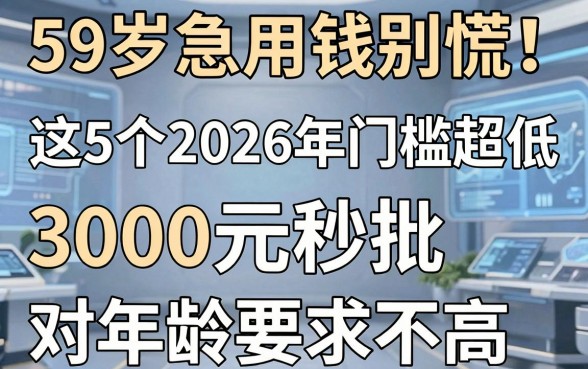 59岁急用钱别慌!这5个2026年门槛超低的贷款app,3000元秒批对年龄要求不高