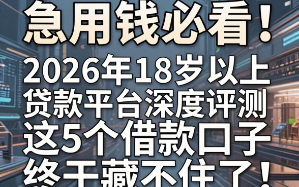 急用钱必看！2026年18岁以上贷款平台深度评测，这5个借款口子终于藏不住了