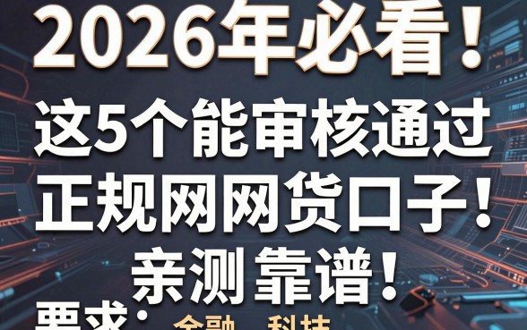 2026年必看!这5个能审核通过的正规网贷口子,亲测靠谱