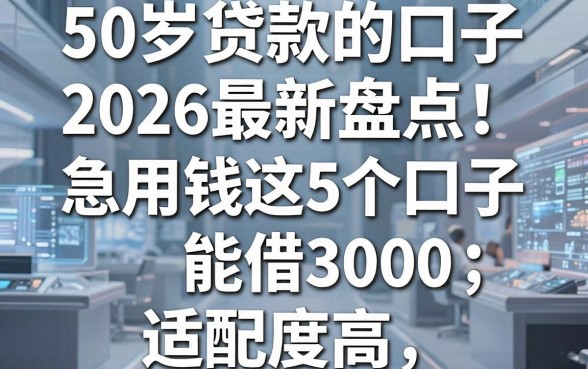 50岁贷款的口子2026最新盘点!急用钱这5个口子能借3000,适配度高