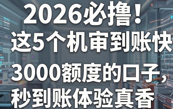 2026必撸!这5个机审到账快的口子,3000额度秒到账体验真香