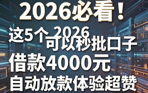 2026必看!这5个2026可以秒批口子,借款4000元自动放款体验超赞