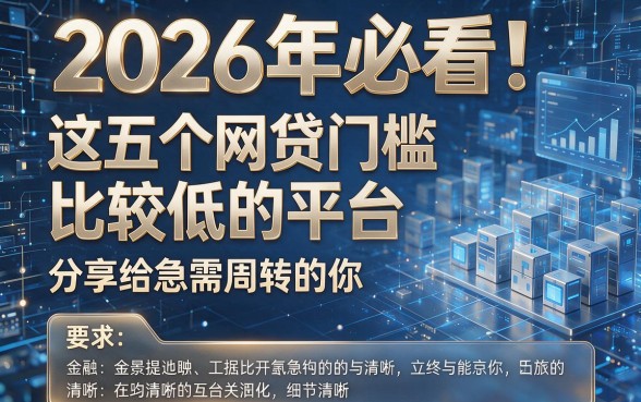 2026年必看！这五个网贷门槛比较低的平台，分享给急需周转的你！