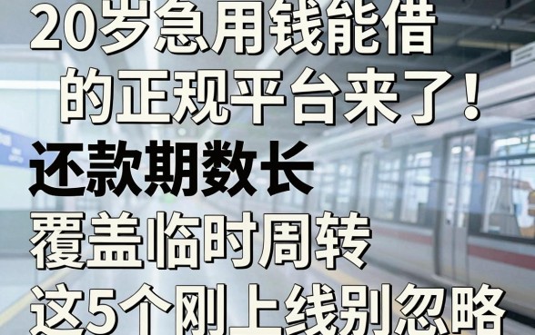 20岁急用钱能借的正规平台来了!还款期数长、覆盖临时周转,这5个刚上线别忽略