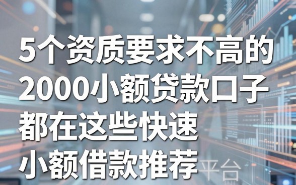 5个对资质要求不高的2000小额贷款口子，都在这些快速小额借款推荐平台里
