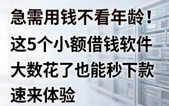 急需用钱不看年龄！这5个小额借钱软件，大数据花了也能秒下款，速来体验