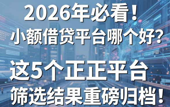 2026年必看!小额借贷平台哪个好通过?这5个正规平台筛选结果重磅归档!