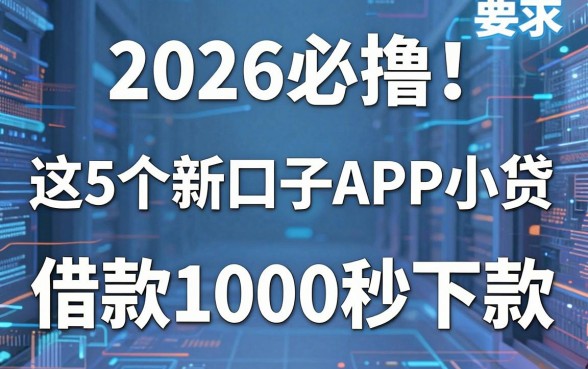2026必撸！这5个新口子APP小贷，借款1000秒下款！