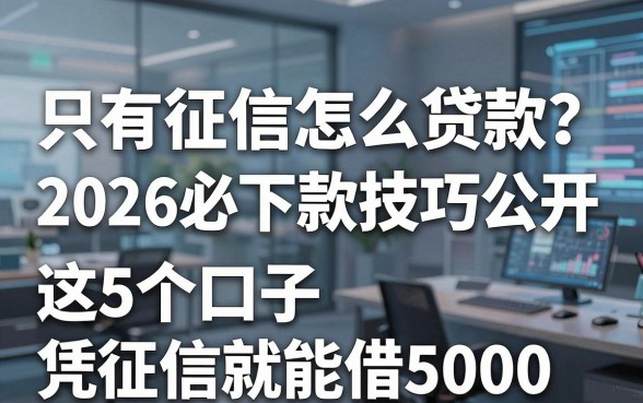 只有征信怎么贷款？2026必下款技巧公开，这5个口子凭征信就能借5000