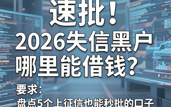 速批!2026失信黑户哪里能借钱?盘点5个上征信也能秒批的口子