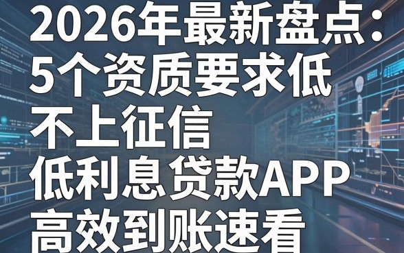 2026年最新盘点:5个资质要求低、不上征信的低利息贷款APP,高效到账速看!